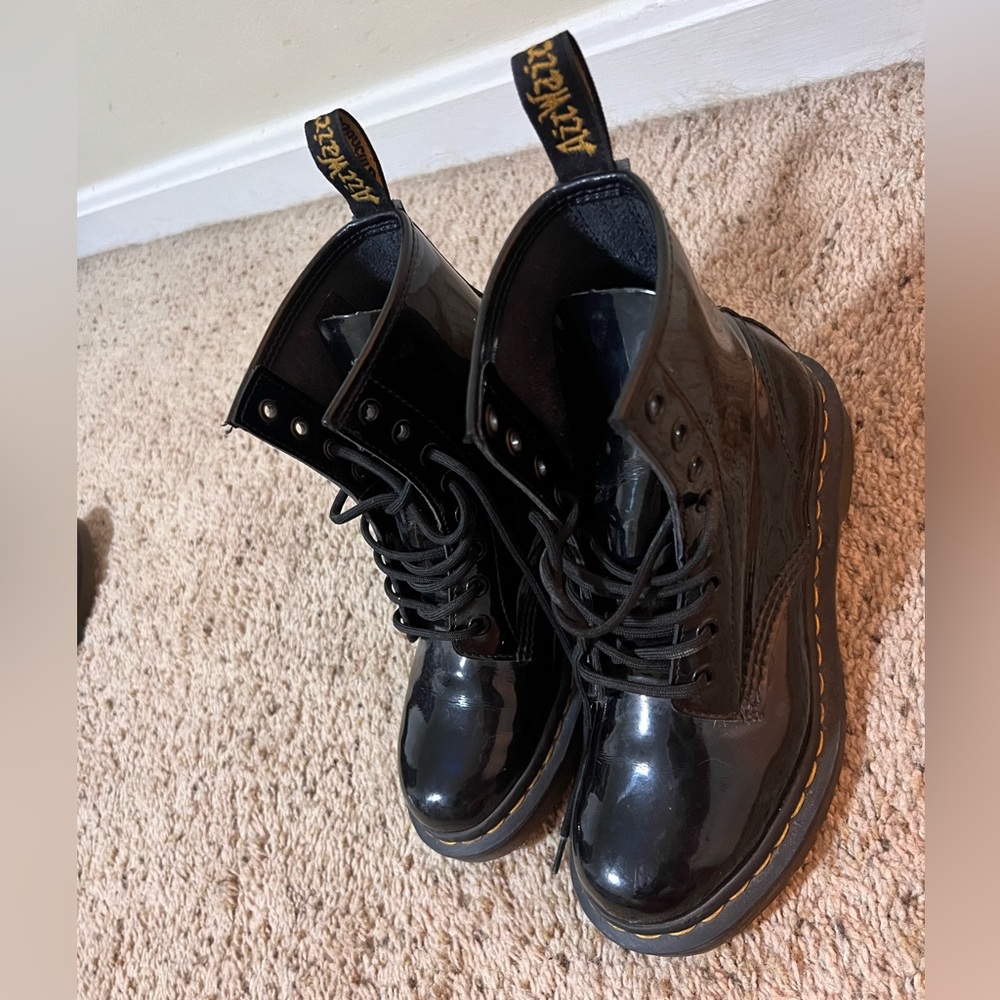 Black Doc Martens size 6 patent leather boots 1460